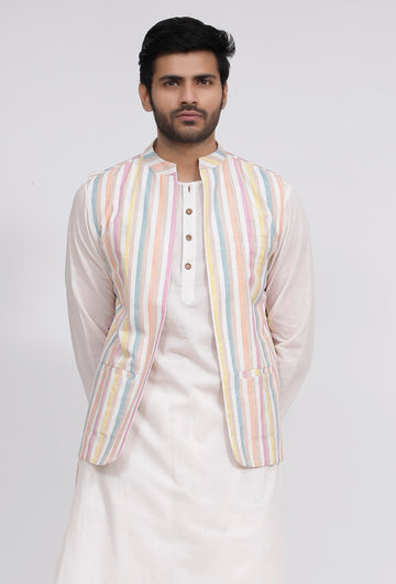 White Stripe Nehru Jacket